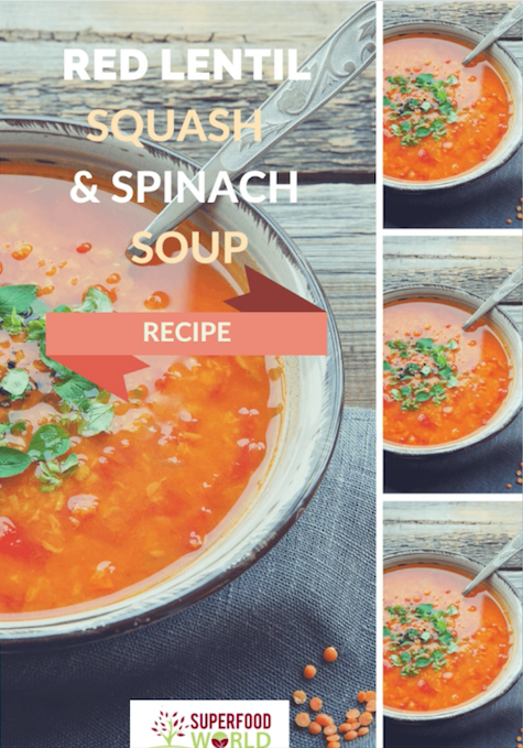 Heart Healthy Red Lentil, Squash & Spinach Soup